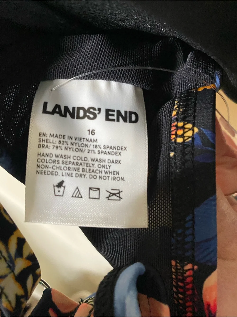 NWT Lands’ End Blk/Floral Top/ Blue Bottom Two Piece Bikini Swimwear/ Swimsuit